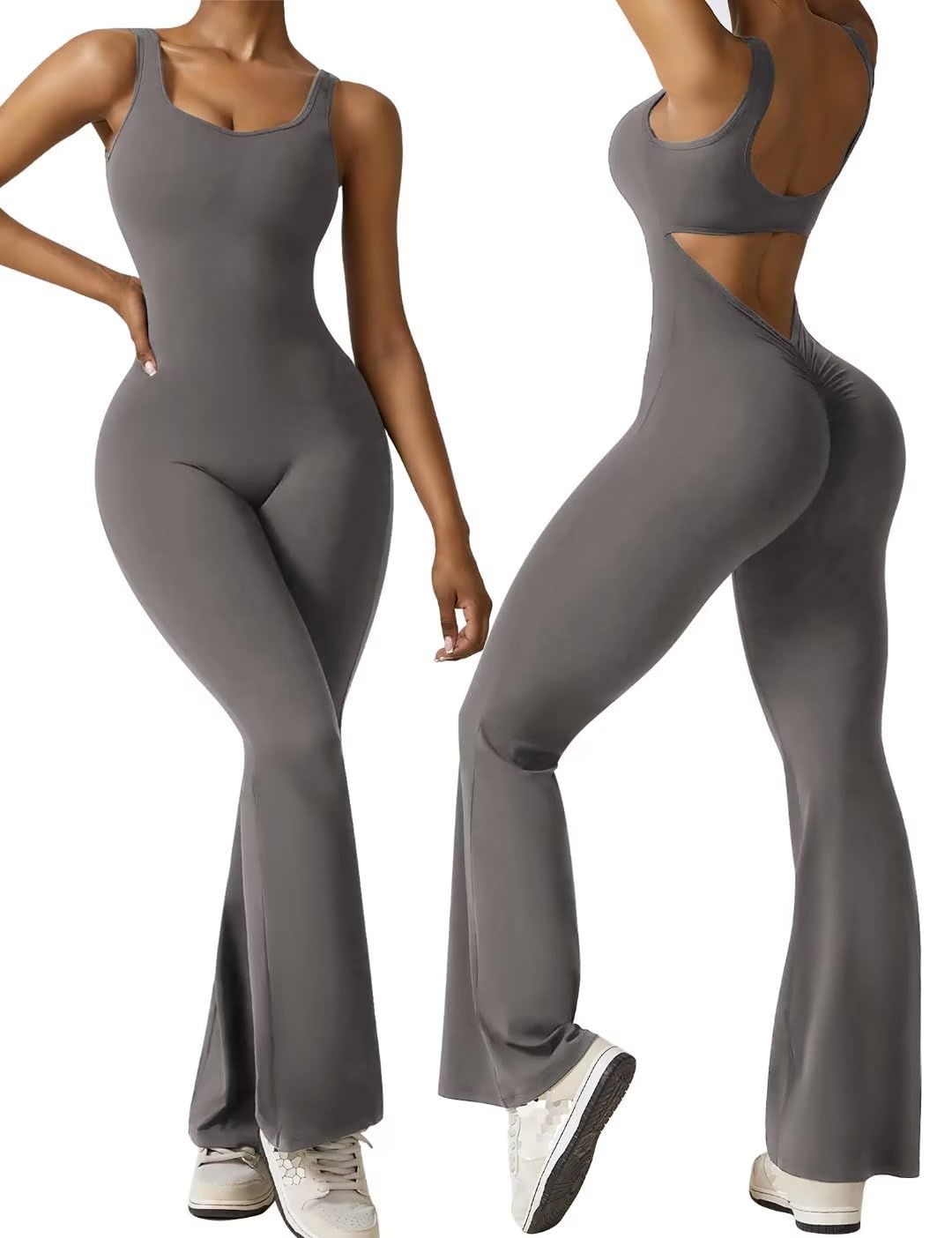 Women's Sleeveless Backless Flare Jumpsuits