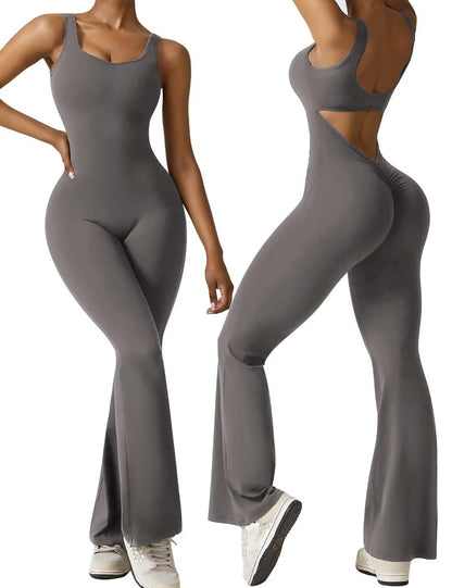Women's Sleeveless Backless Flare Jumpsuits