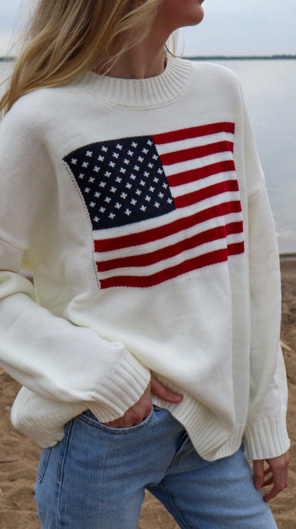 Women's Patriotic Flag Knit Sweater