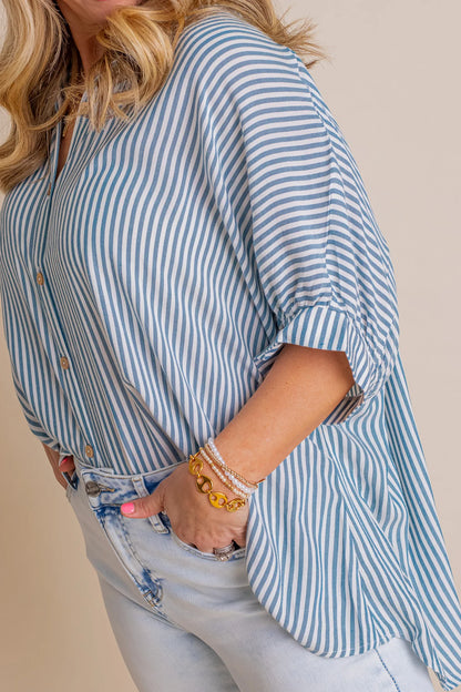 Women's Oversized Striped Button-down Shirt