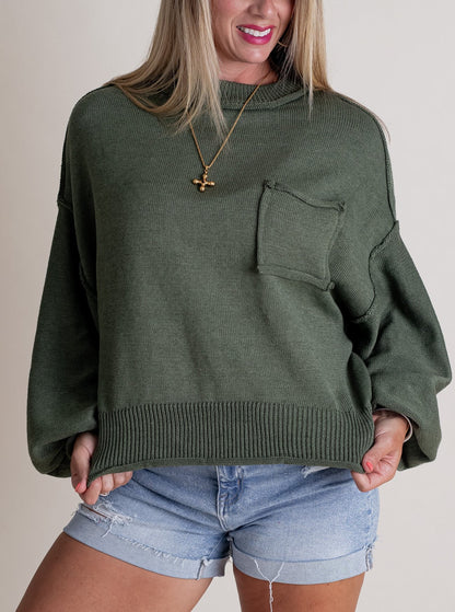 Women's Mock Neck Dolman Sleeves Sweater