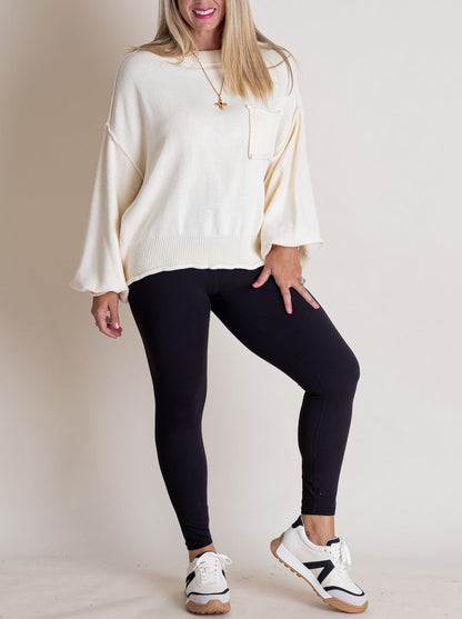 Women's Mock Neck Dolman Sleeves Sweater