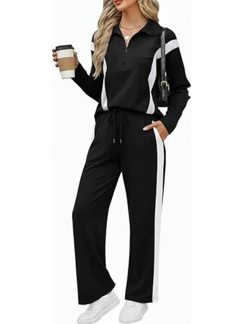 Women's Contrast Stripe Half Zip 2 Piece Tracksuit