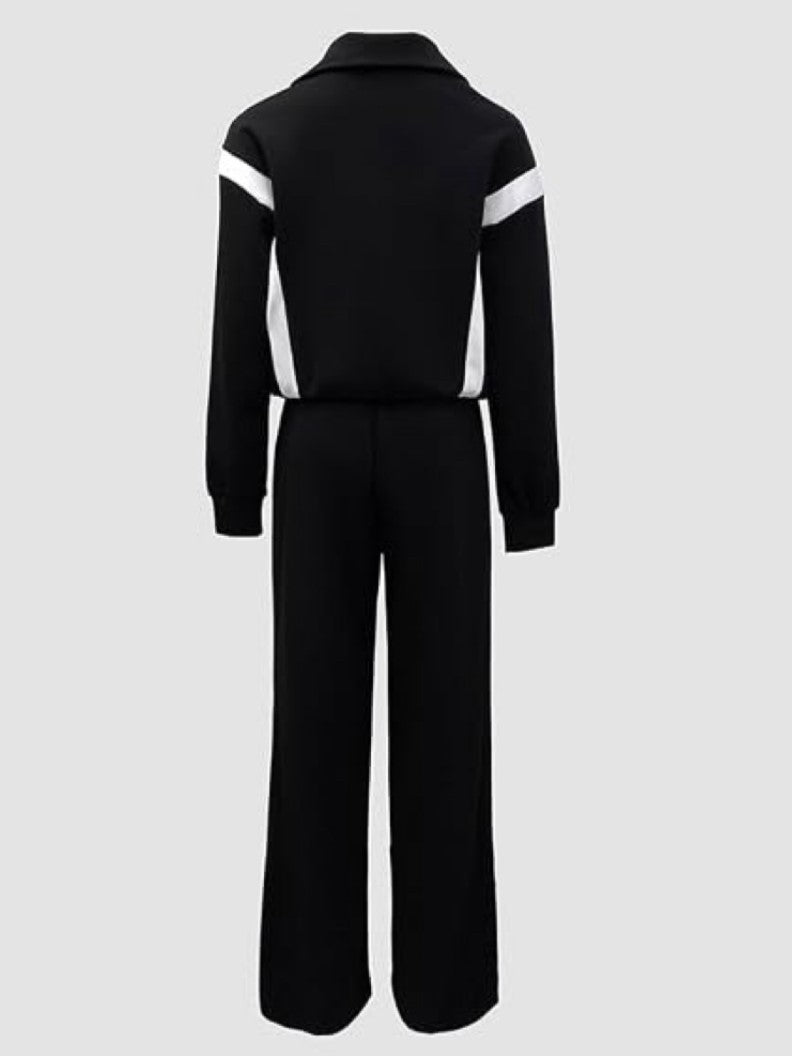 Women's Contrast Stripe Half Zip 2 Piece Tracksuit
