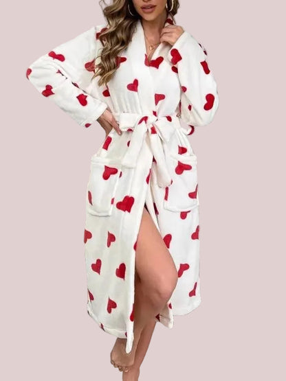 Women's Festive Christmas Print Plush Robe