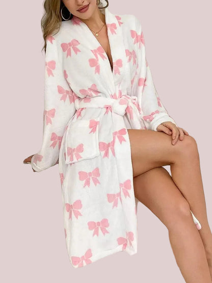 Women's Festive Christmas Print Plush Robe