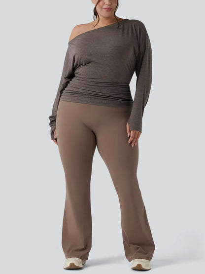 Women's One Shoulder Thumb Hole Yoga Sports Top