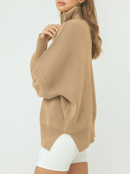 Women's Oversized Quarter Zip Sweater Pullover