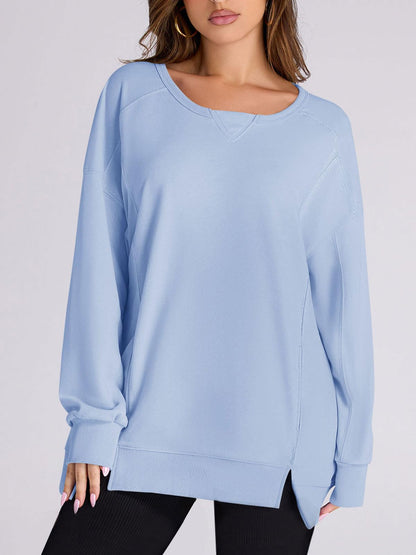 Women's High Low Side Slit Pullover Sweatshirt With Pockets