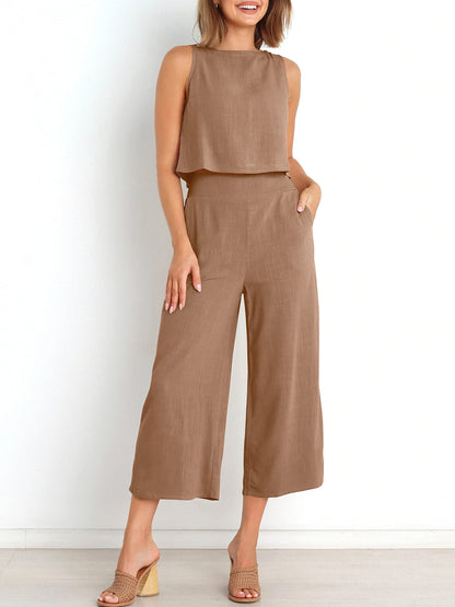 Summer Sleeveless Lounge Set With Pockets