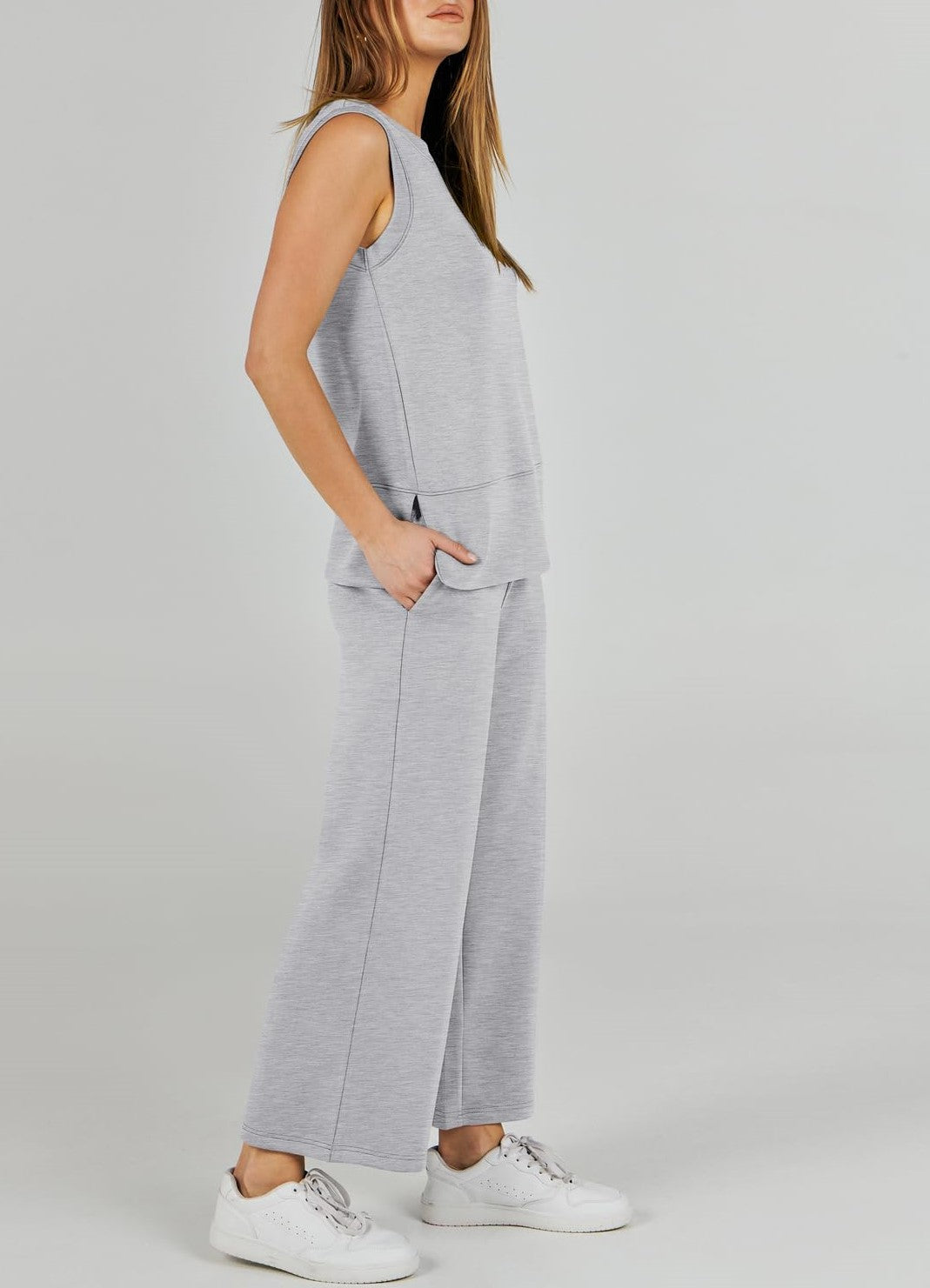 Women's Sleeveless Wide Leg Tracksuits 2 Piece Sets