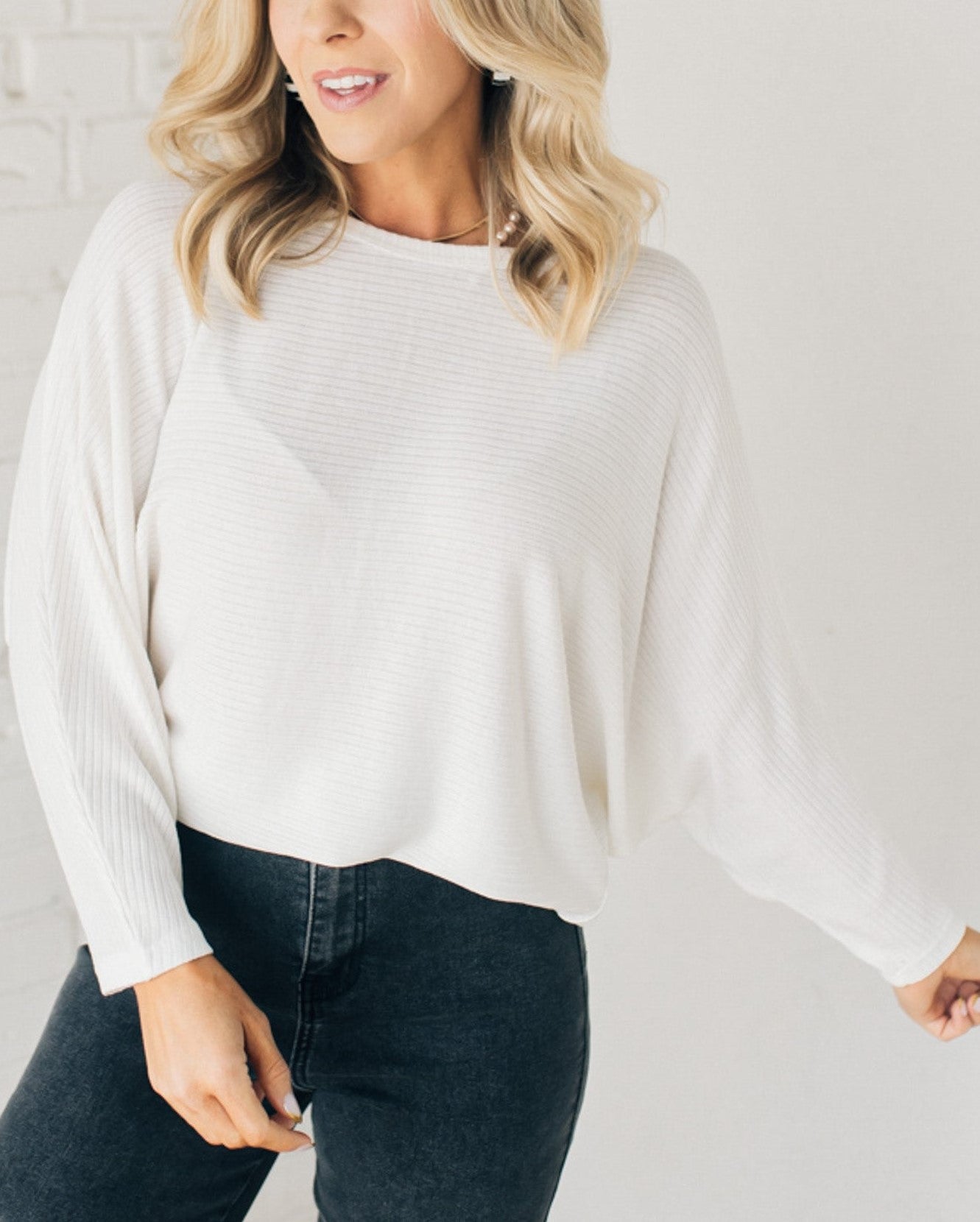 Women's Ribbed Dolman Top