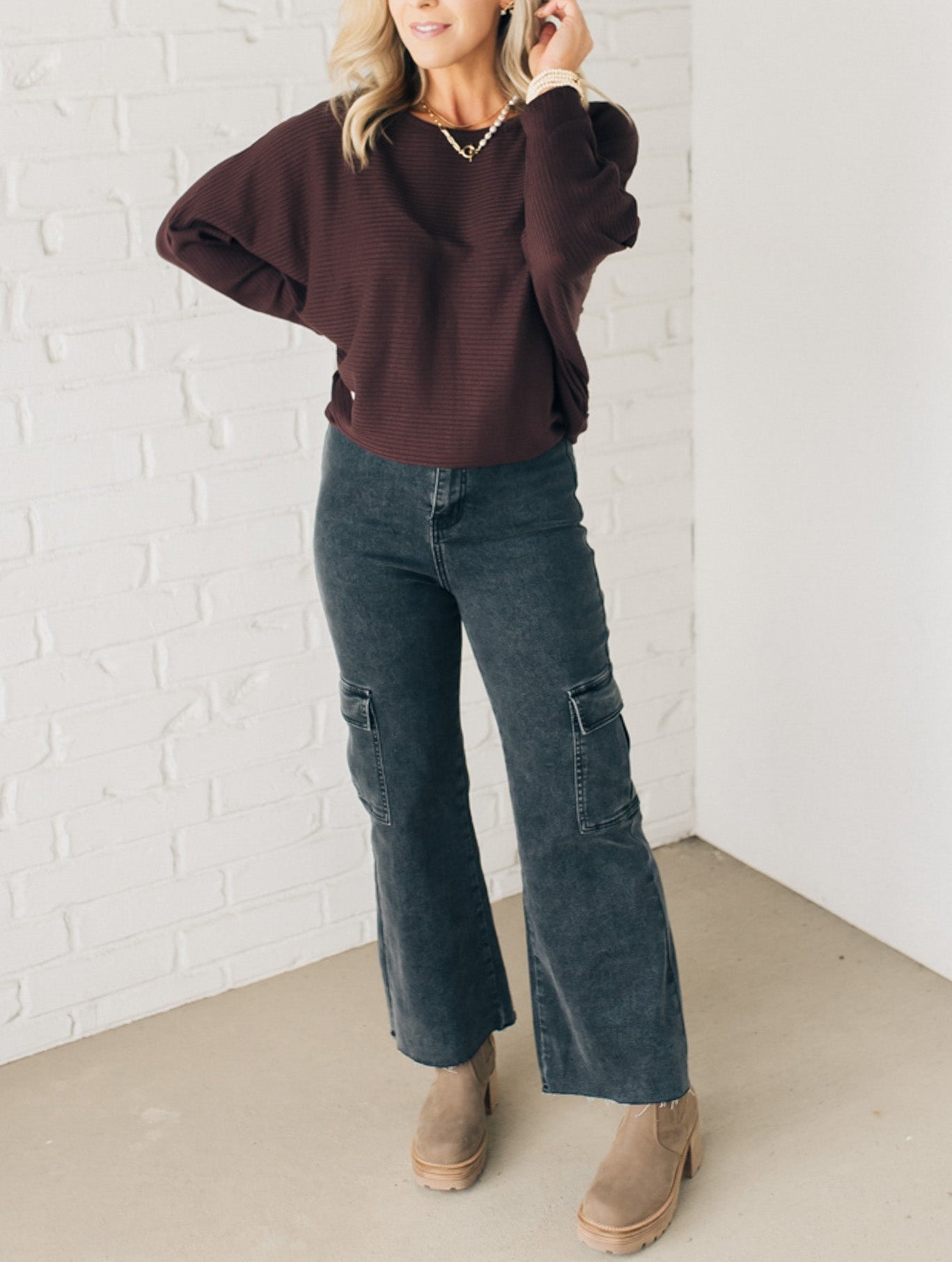 Women's Ribbed Dolman Top