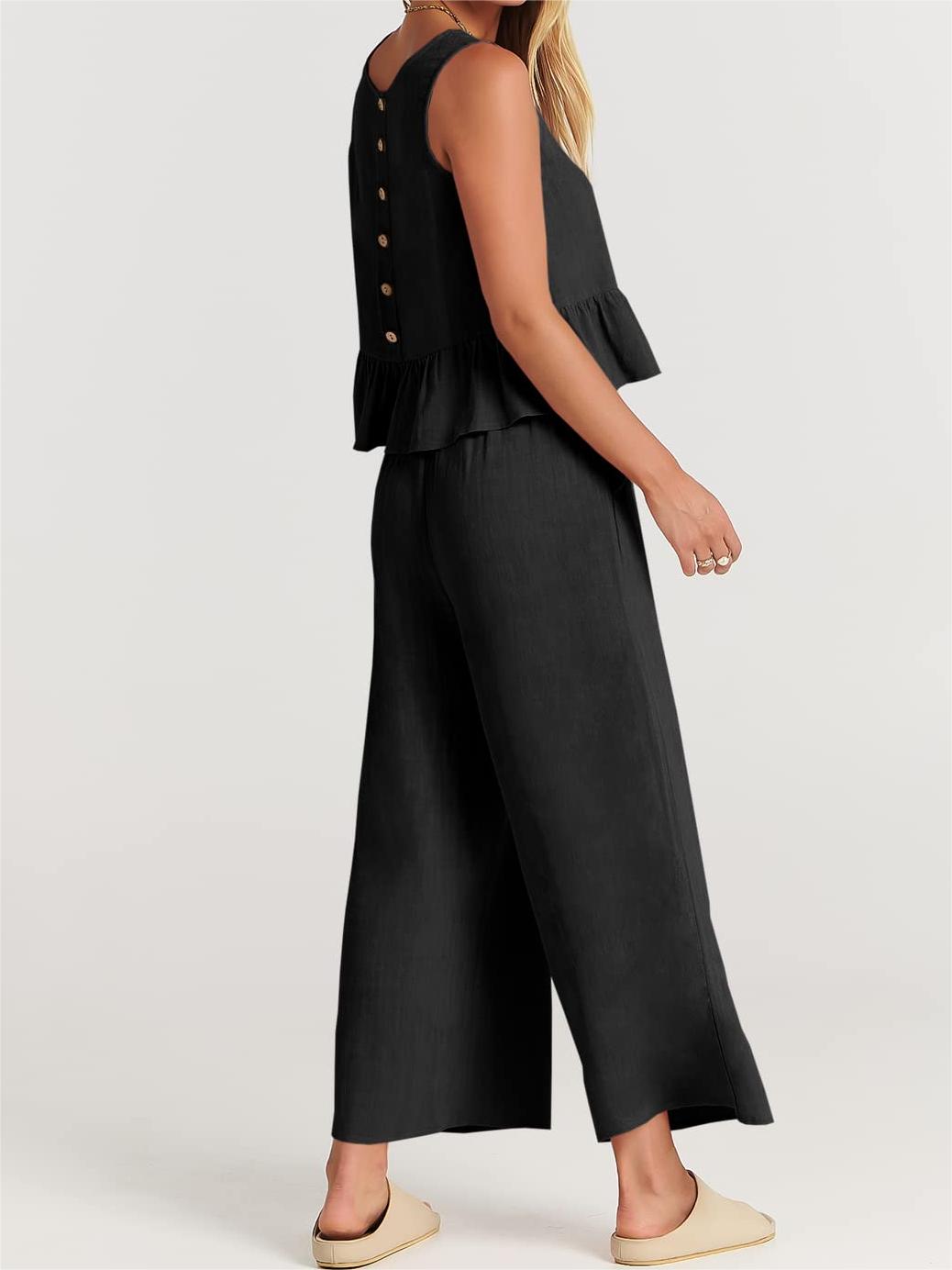 Women's Summer 2 Pieces Outfits - Lounge Set with Pockets