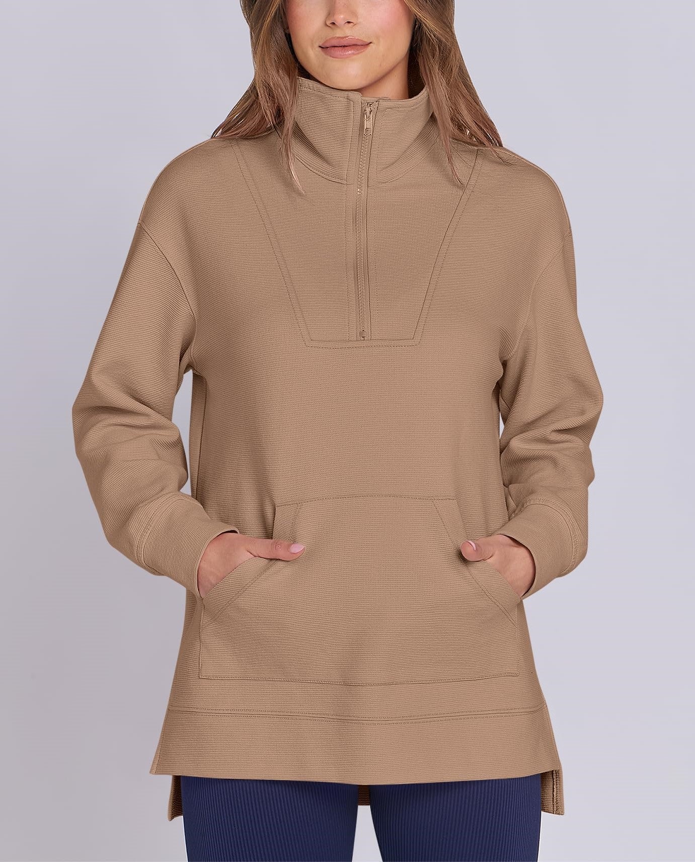 Women's Quarter Zip Oversized Knit Pullover