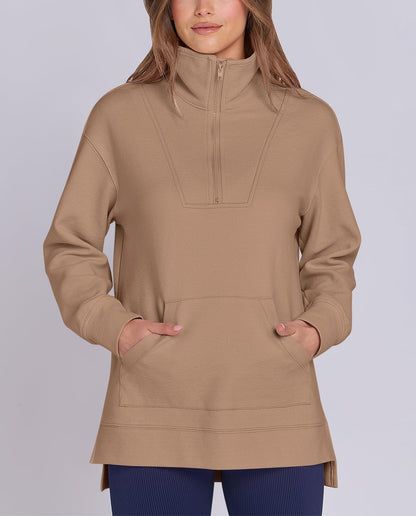 Women's Quarter Zip Oversized Knit Pullover