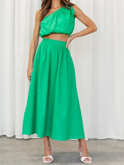 Women's Tie Knot One Shoulder Tank Top Outfits