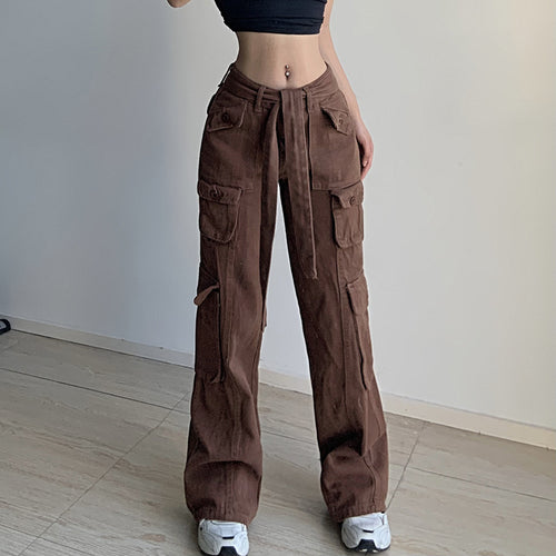 High-waisted multi-pocket straight overalls