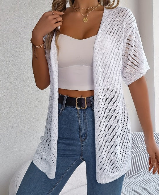 Women's Summer Hollow Out Open Front Knit Cardigan