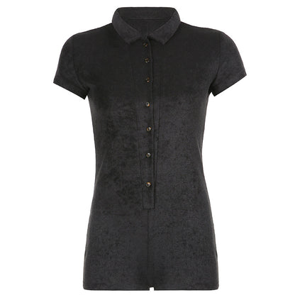 Women's Collar Button Front Short Sleeve One Piece Romper