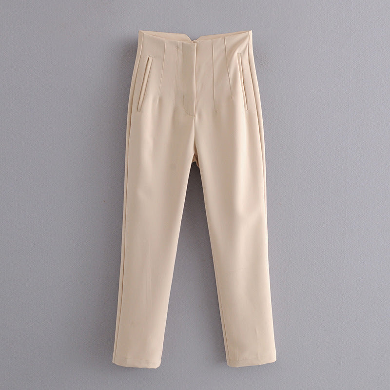 Multi-line Temperament High Waist Trousers