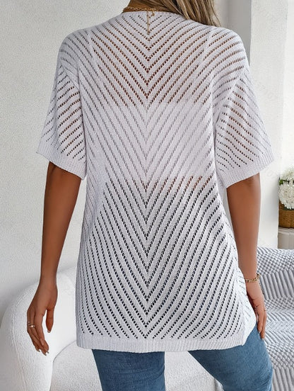 Women's Summer Hollow Out Open Front Knit Cardigan