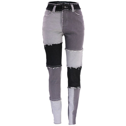Fashion Color-blocking Skinny Jeans