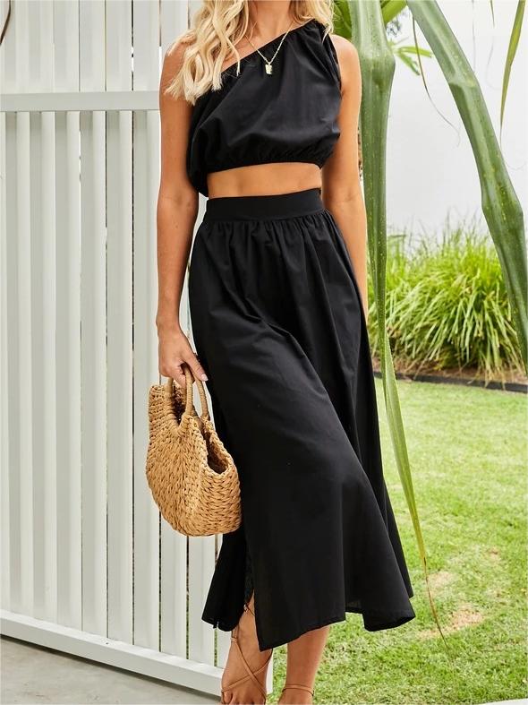 Women's Tie Knot One Shoulder Tank Top Outfits