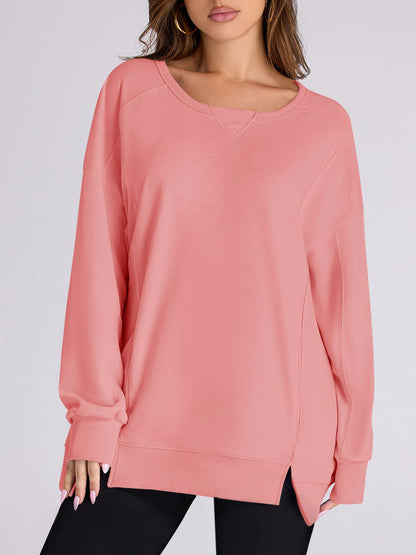 Women's High Low Side Slit Pullover Sweatshirt With Pockets