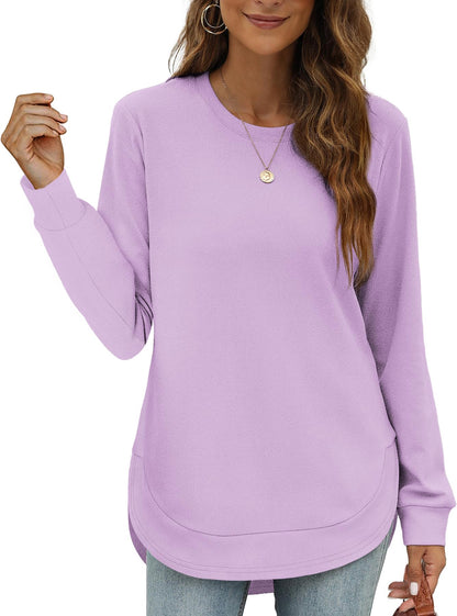 Women's High Low Curved Hem Tops