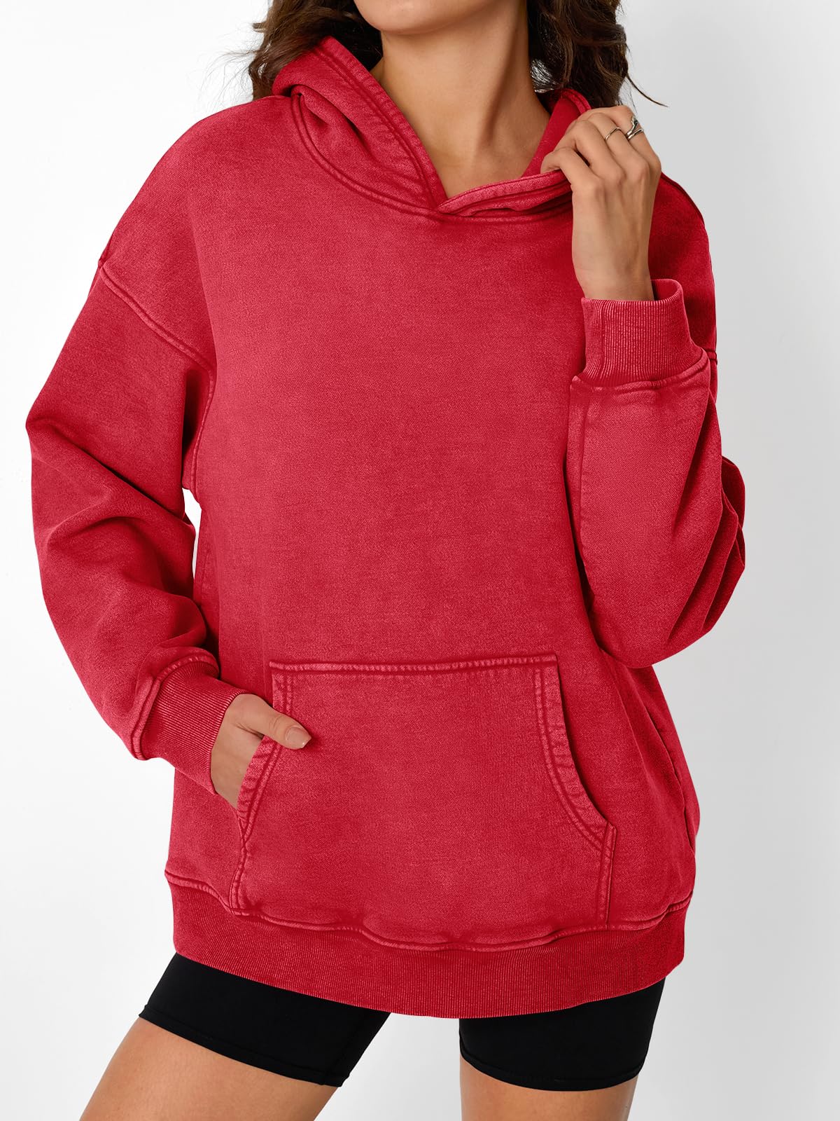 Women's Casual Oversized Acid Wash Hoodie Pullover