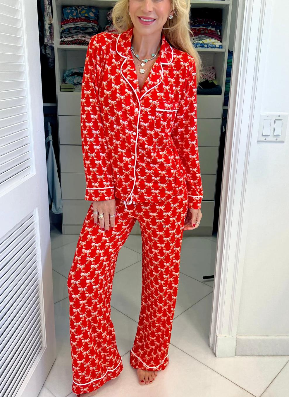 Women's Bow-knot Wide-leg Pajama Set