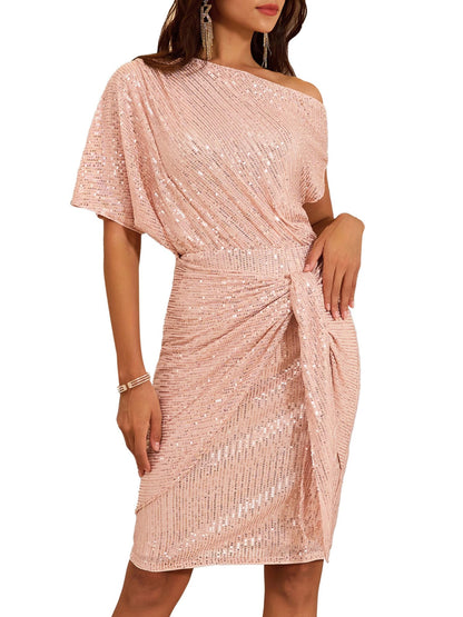 Women's Off Shoulder Sequins Bodycon Dress