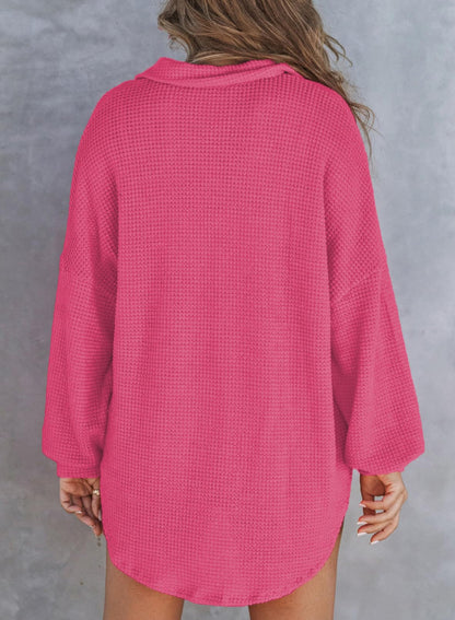 Women's Waffle Knit Long Sleeve Sweatshirt