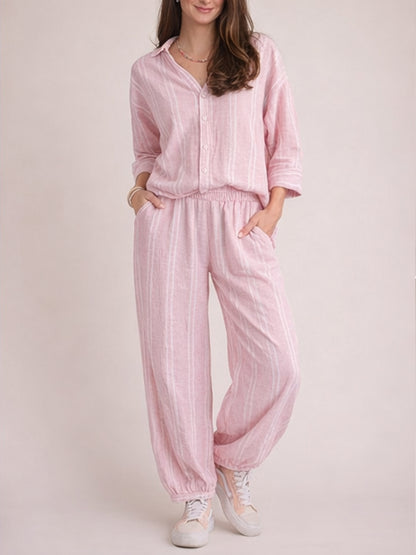 Women¡¯s Oversized Stripe Two Piece Set