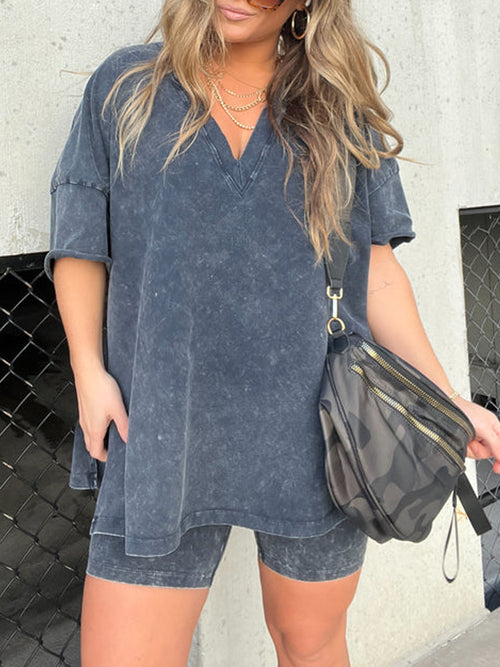 New Women's Summer Washed Set