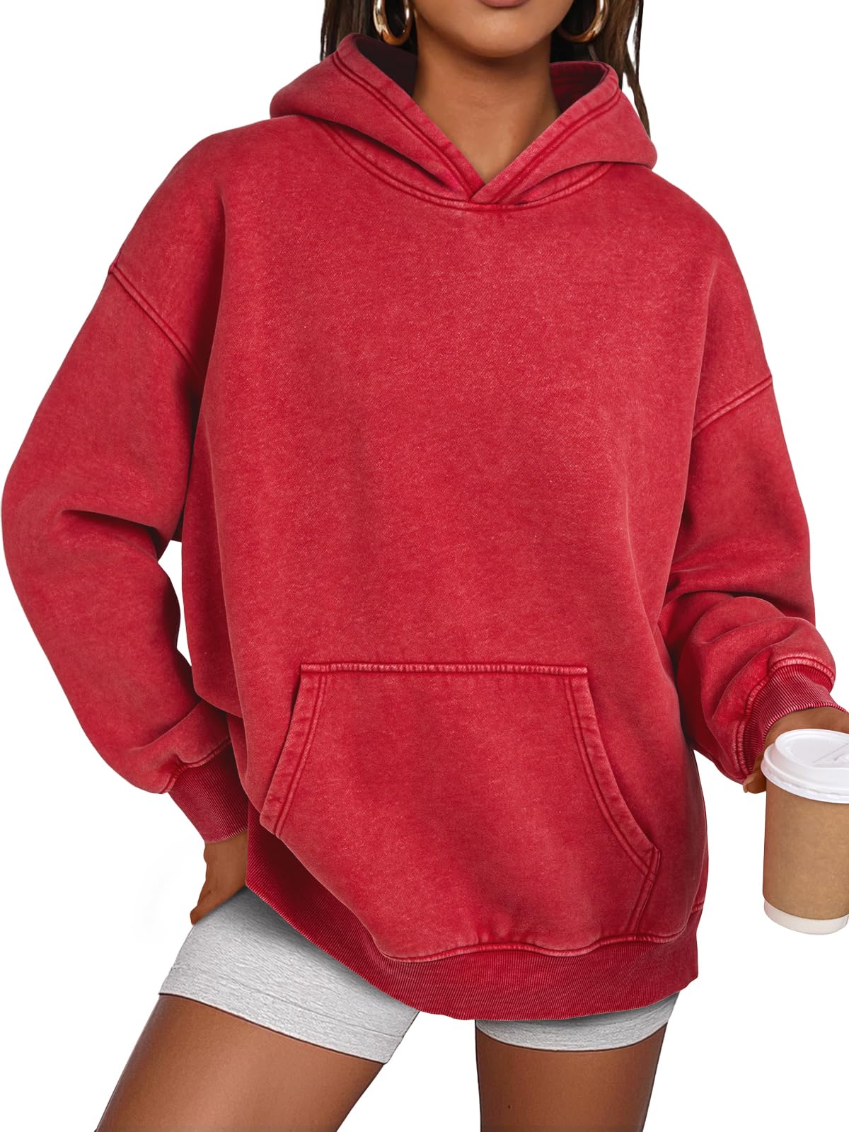 Women's Casual Oversized Acid Wash Hoodie Pullover
