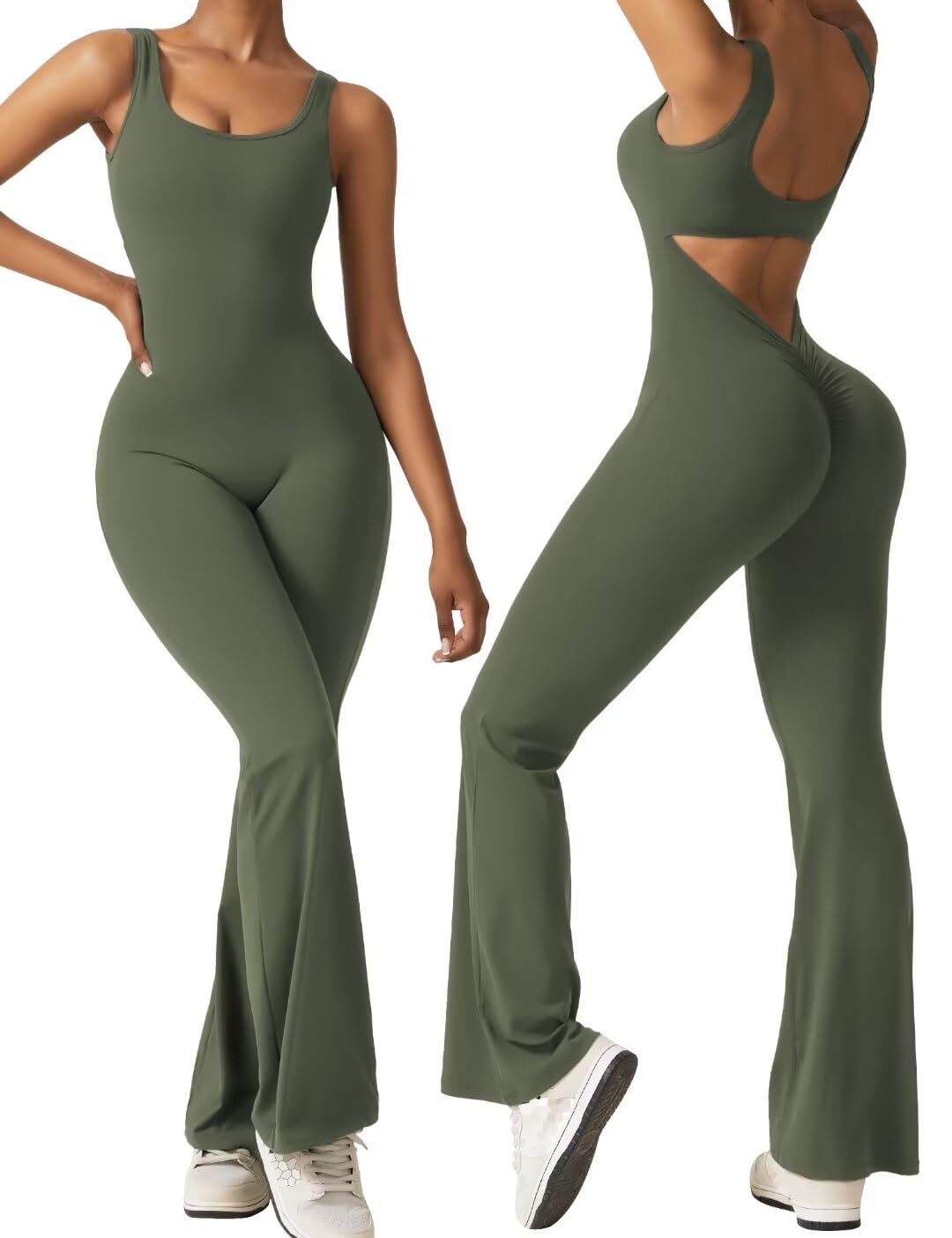 Women's Sleeveless Backless Flare Jumpsuits