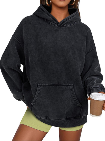 Women's Casual Oversized Acid Wash Hoodie Pullover