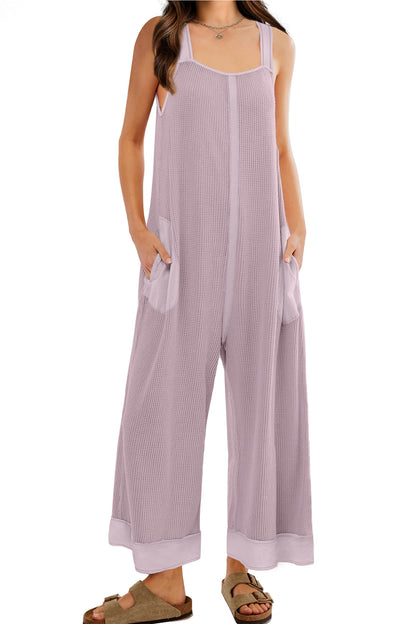 Women's Waffle Knit Wide Leg Jumpsuits