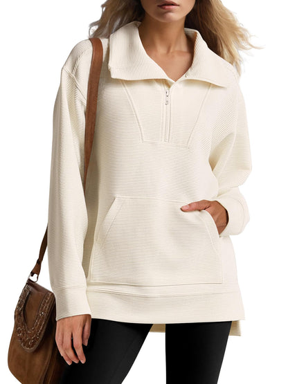 Women's Quarter Zip Oversized Knit Pullover