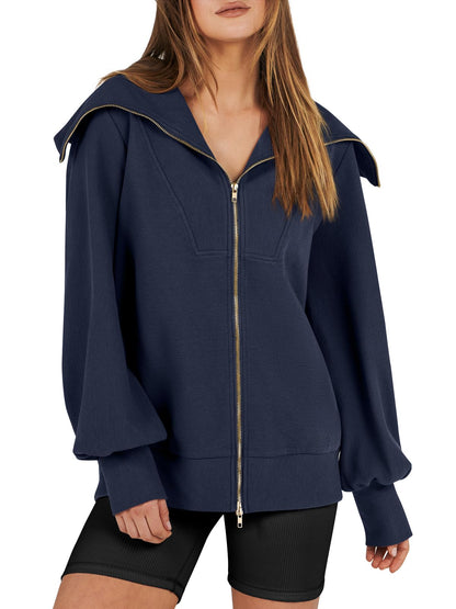 Women's Oversized Zip Up Sweatshirt