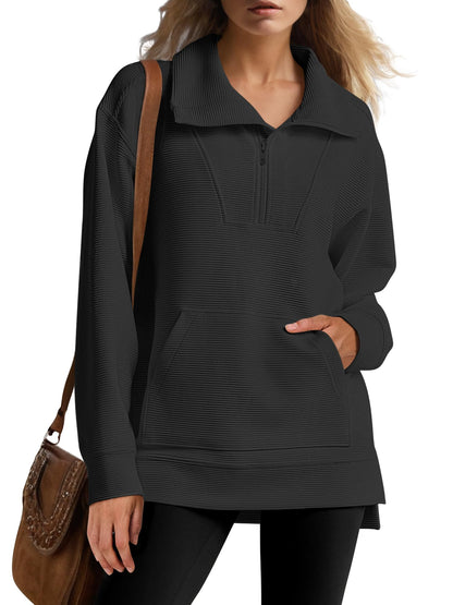 Women's Quarter Zip Oversized Knit Pullover