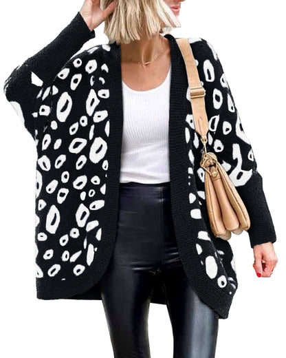 Women's Leopard Print Long Sleeve Cardigan Jacket