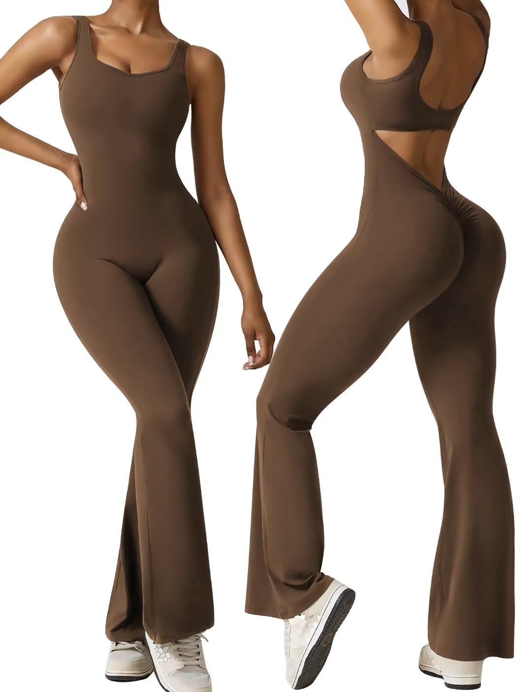 Women's Sleeveless Backless Flare Jumpsuits