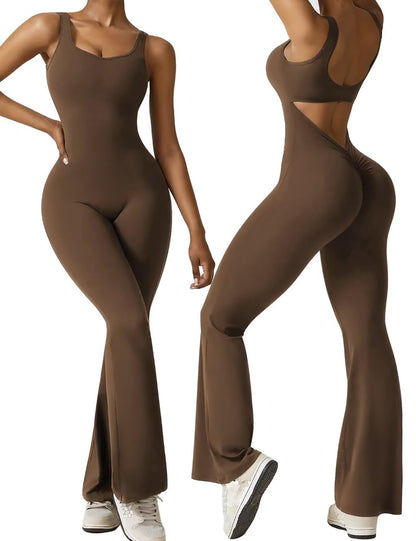 Women's Sleeveless Backless Flare Jumpsuits