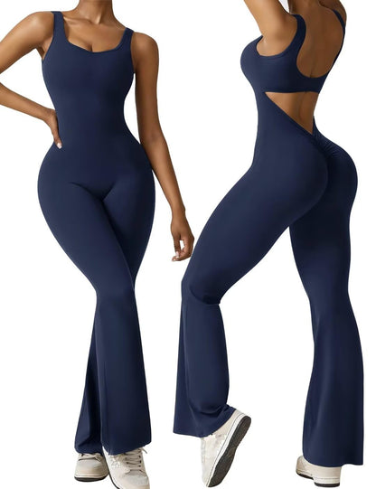 Women's Sleeveless Backless Flare Jumpsuits