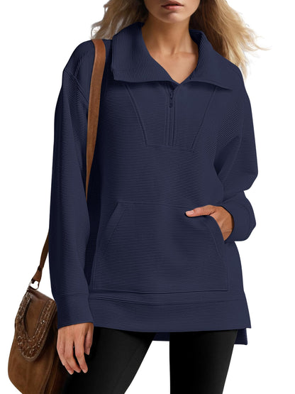 Women's Quarter Zip Oversized Knit Pullover