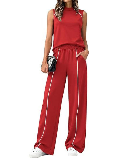 Women's Linear Contrast Trim 2 Piece Outfit