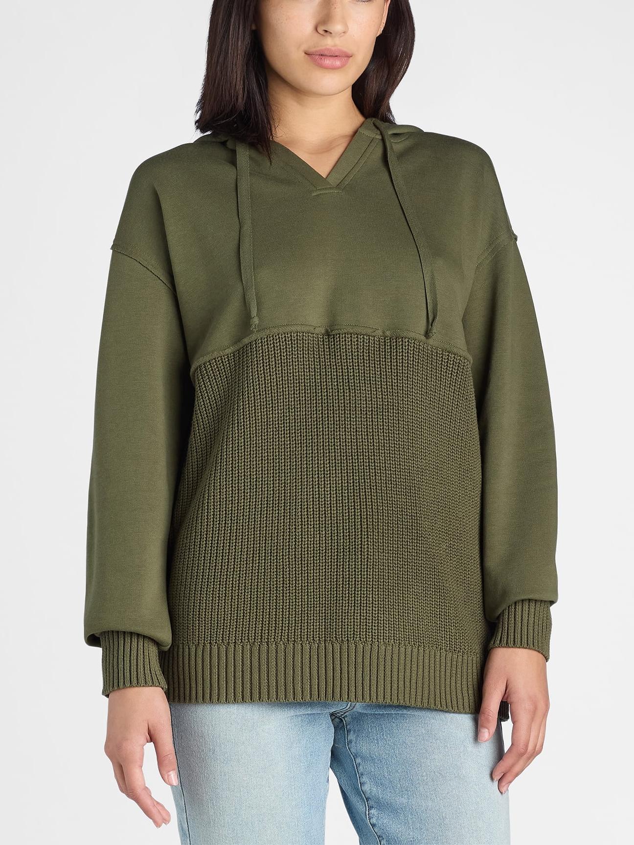 Women's Casual Mix Media Hoodie